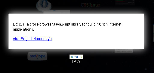 ExtJS를 클릭한 화면 