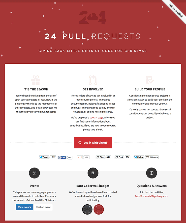 24 Pull Requests 사이트 첫 화면