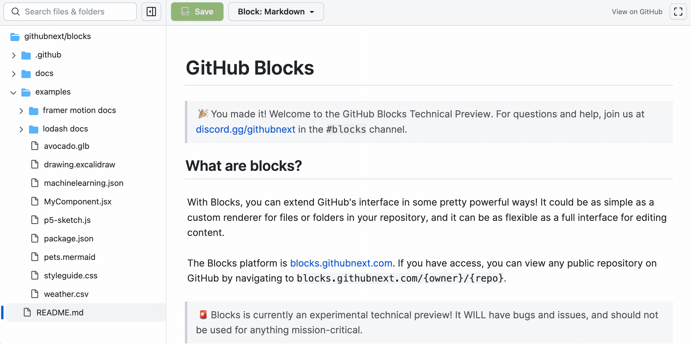 GitHub Blocks 데모