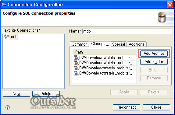 DBEdit Connection Configuration : Classpath