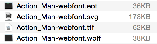 TTF, WOFF, EOF, SVG 파일의 크기