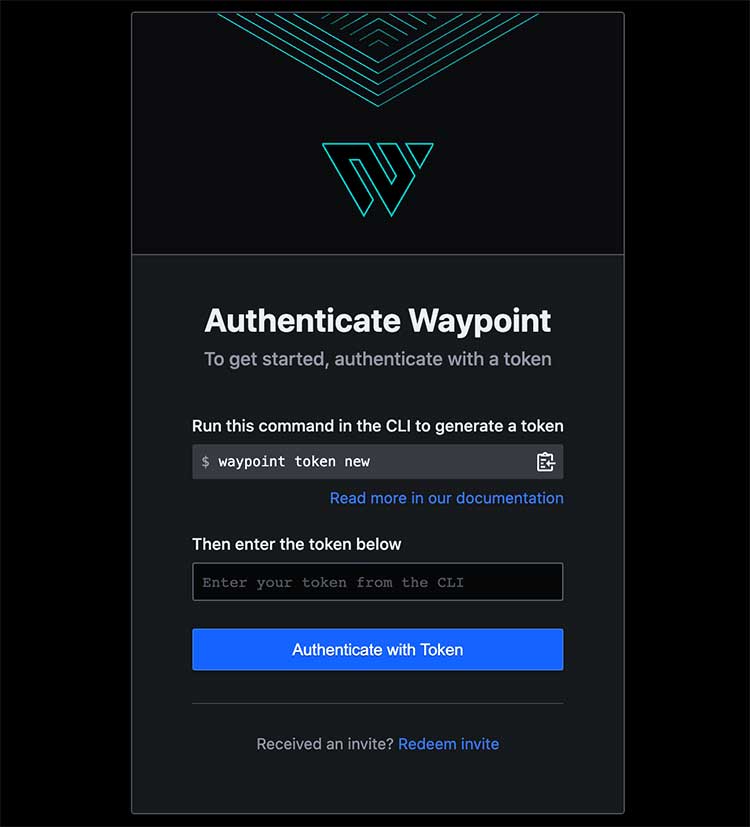 Waypoint 웹 UI 인증 화면