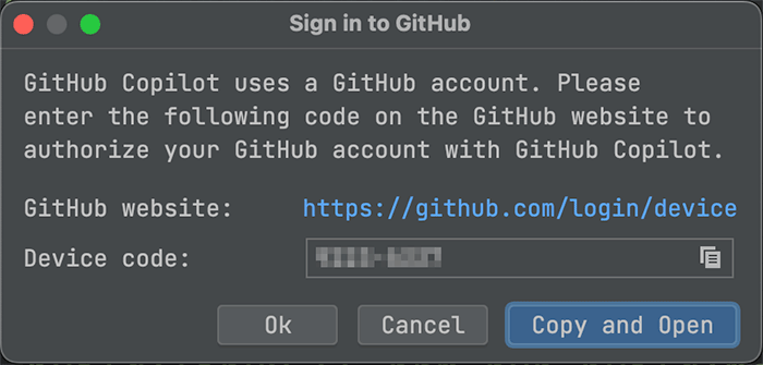 GitHub Copilot 로그인 안내
