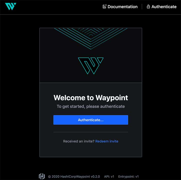 Waypoint 웹 UI 첫 화면