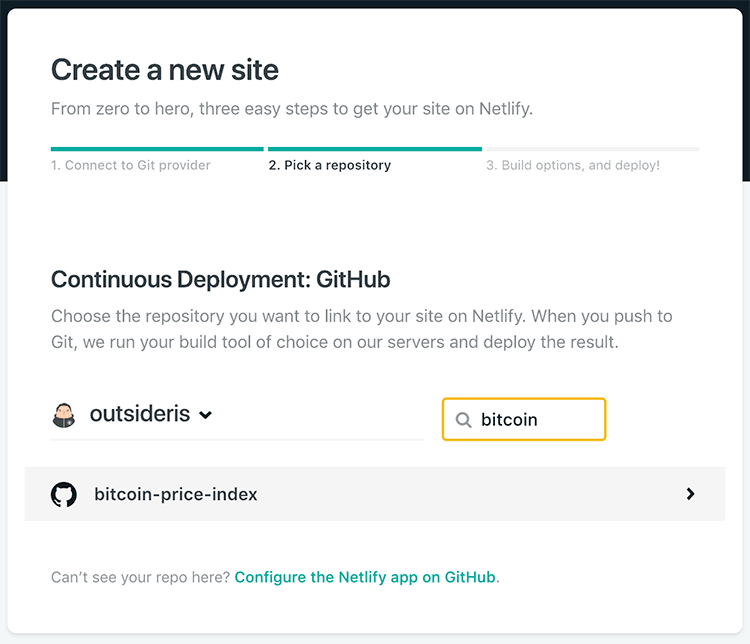 GitHub 저장소 선택