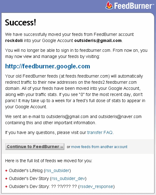 Feddburner account moved