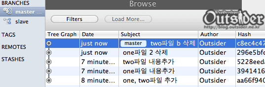 테스트를 위해 준비한 master 브랜치