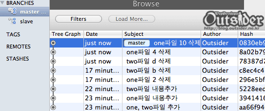 추가테스트를 위한 기본 master 브랜치 히스토리