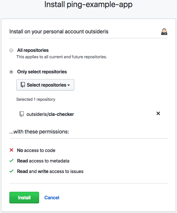 GitHub 앱 설치화면