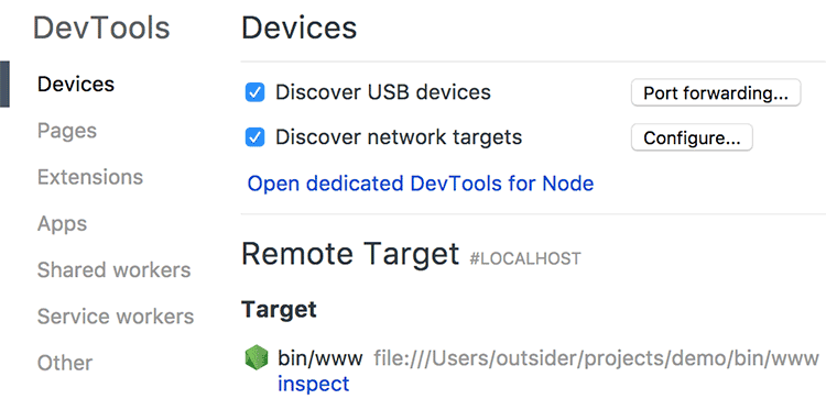 크롬의 chrome://inspect