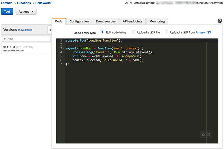 AWS Lambda 콘솔