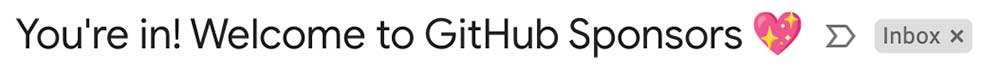 You're in! Welcome to GitHub Sponsors