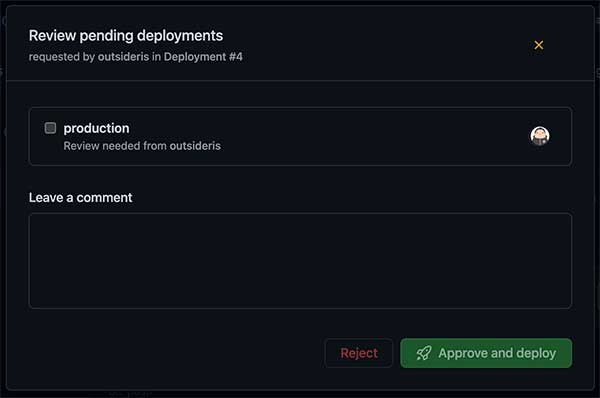GitHub Actions 워크플로우 승인 화면