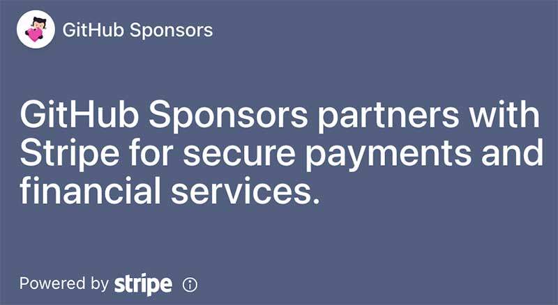 GitHub Sponsors의 Stripe 등록 페이지