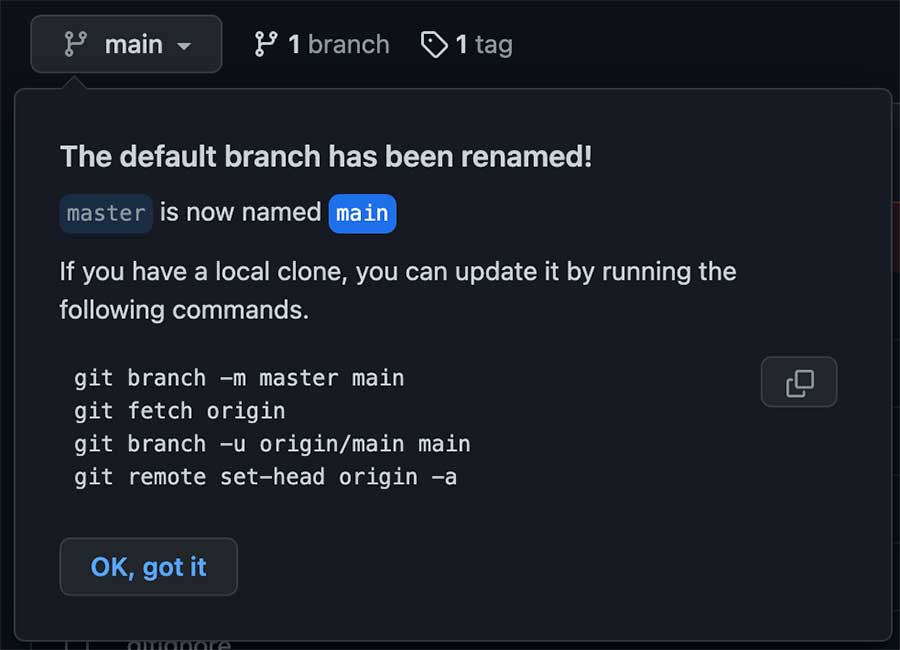 GitHub의 브랜치 변경 명령어 언내