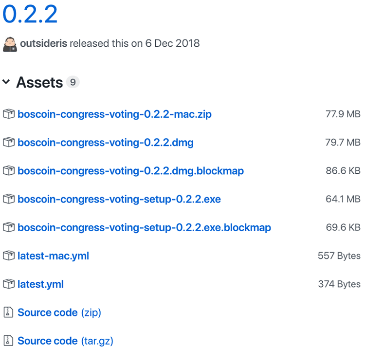 GitHub 릴리스 페이지에 올라간 빌드 파일