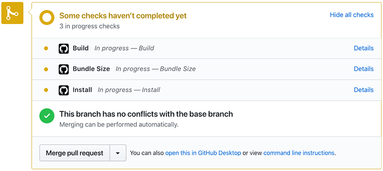 Pull Request 실행중인 액션