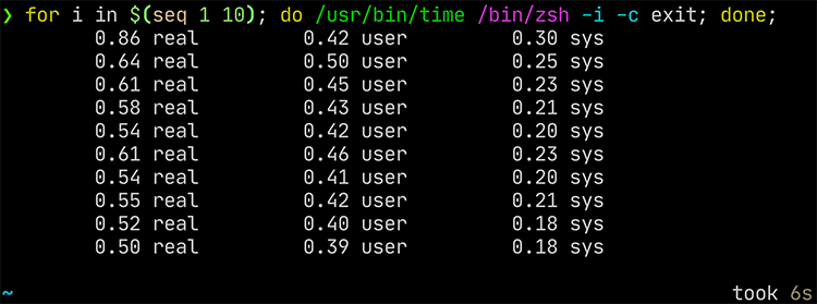 zsh 초기화 속도 테스트