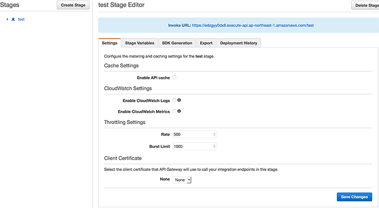 AWS API Gateway 콘솔