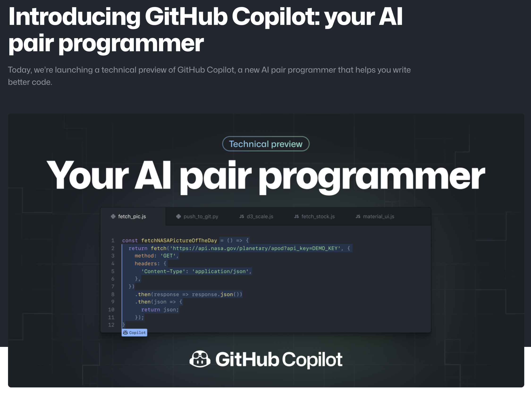 Introducing GitHub Copilot